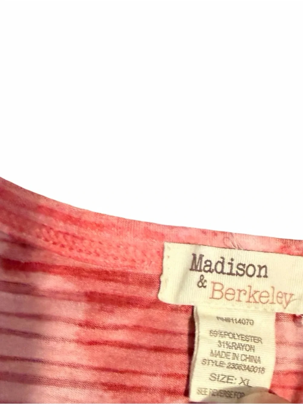 Madison & Berkeley Pink Tie-Dye V-Neck Short Sleeve Top